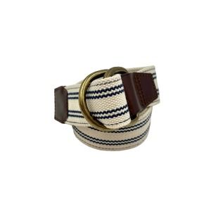 J. Crew Woven Cotton Stripe Belt White